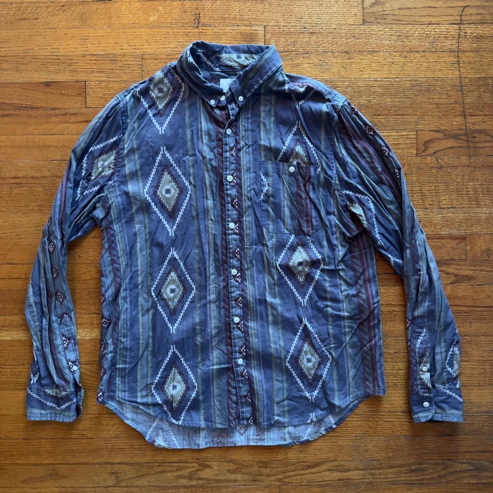 Cotton On Mens Button Down‎ Shirt Long Sleeve Diamond Pattern Size XL